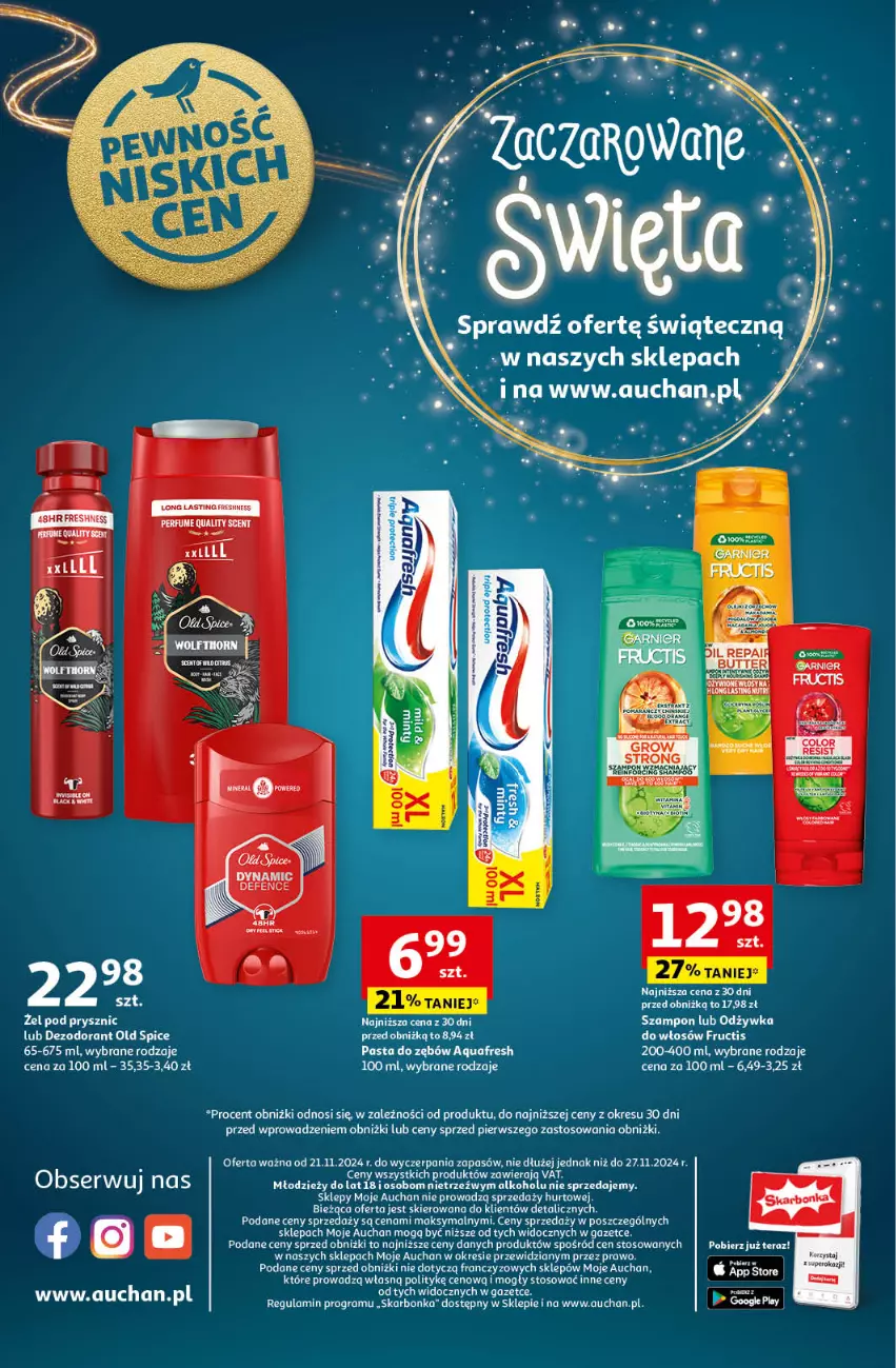 Gazetka promocyjna Auchan - Pewność Niskich Cen Moje - ważna 21.11 do 27.11.2024 - strona 10 - produkty: Aquafresh, Fa, Gra, Odżywka, Pasta do zębów, Perfum, Ser, Szampon, Tera