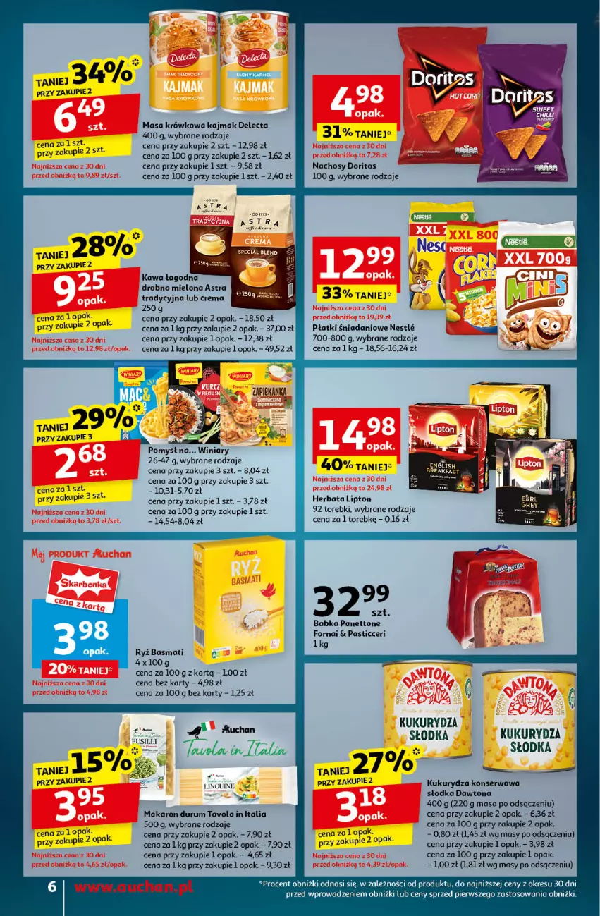 Gazetka promocyjna Auchan - Pewność Niskich Cen Moje - ważna 21.11 do 27.11.2024 - strona 8 - produkty: Babka, Danio, Dawtona, Delecta, Herbata, Kawa, Kukurydza, Kukurydza konserwowa, Lipton, Makaron, Masa krówkowa, Rum, Ryż, Ryż basmati, Ser, Winiary