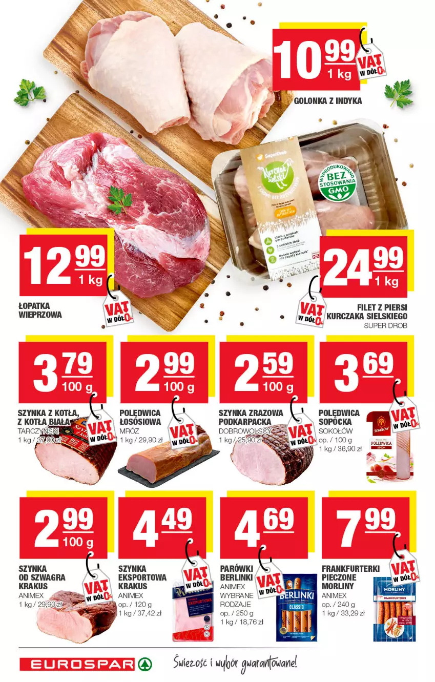 Gazetka promocyjna Spar - EuroSpar - ważna 12.06 do 22.06.2022 - strona 8 - produkty: Berlinki, Frankfurterki, Gra, Karp, Krakus, Kurczak, LG, Morliny, Parówki, Piec, Polędwica, Por, Sok, Sokołów, Sport, Szynka, Tarczyński