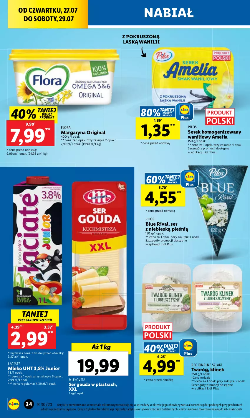 Gazetka promocyjna Lidl - GAZETKA - ważna 27.07 do 29.07.2023 - strona 50 - produkty: Gin, Margaryna, Mleko, Ser, Serek, Serek homogenizowany