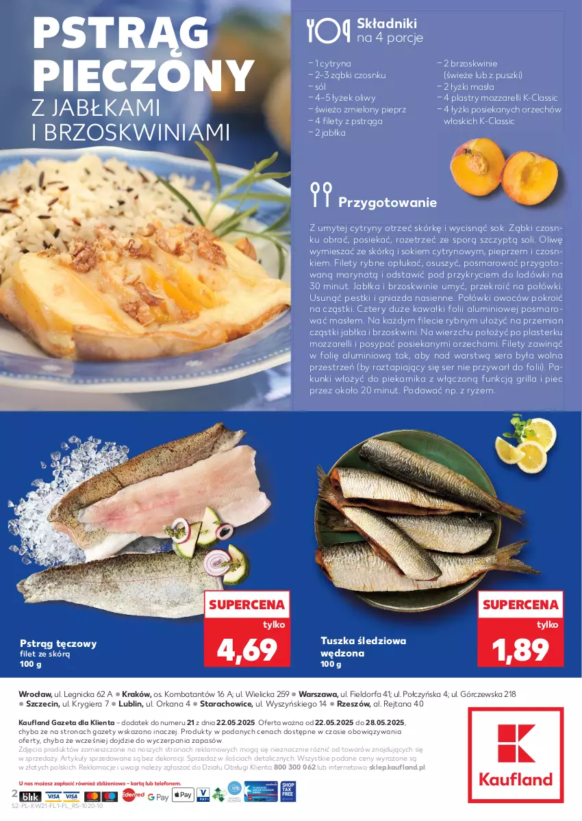 Gazetka promocyjna Kaufland - Kaufland - ważna 22.05 do 28.05.2025 - strona 2 - produkty: Brzoskwinie, Cytryny, Fa, Grill, Jabłka, Kawa, Orka, Piec, Piekarnik, Pieprz, Por, Pstrąg, Pstrąg tęczowy, Ryż, Ser, Sok, Sól, Tusz, Tuszka śledziowa, Tuszka śledziowa wędzona, Wagi