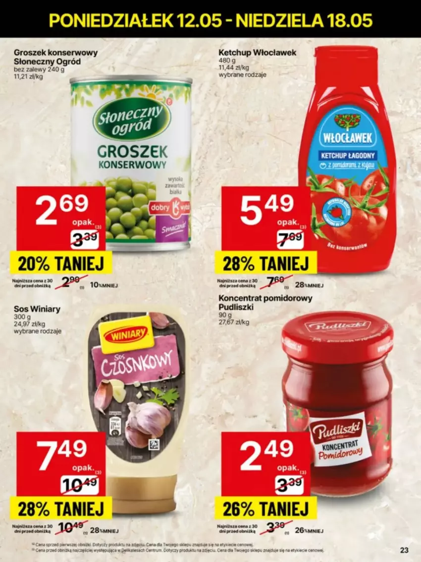Gazetka promocyjna Delikatesy Centrum - ważna 12.05 do 14.05.2025 - strona 16 - produkty: Groszek, Ketchup, Koncentrat pomidorowy, Ogród, Pudliszki, Ser, Sos, Winiary