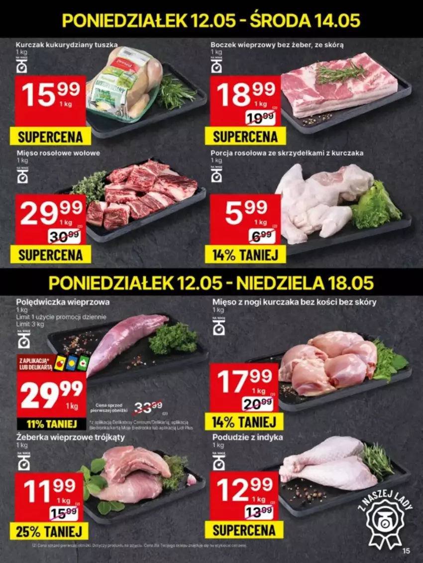Gazetka promocyjna Delikatesy Centrum - ważna 12.05 do 14.05.2025 - strona 7 - produkty: Boczek, Boczek wieprzowy, Kurczak, LG, Mięso, Polędwiczka wieprzowa, Por, Tusz