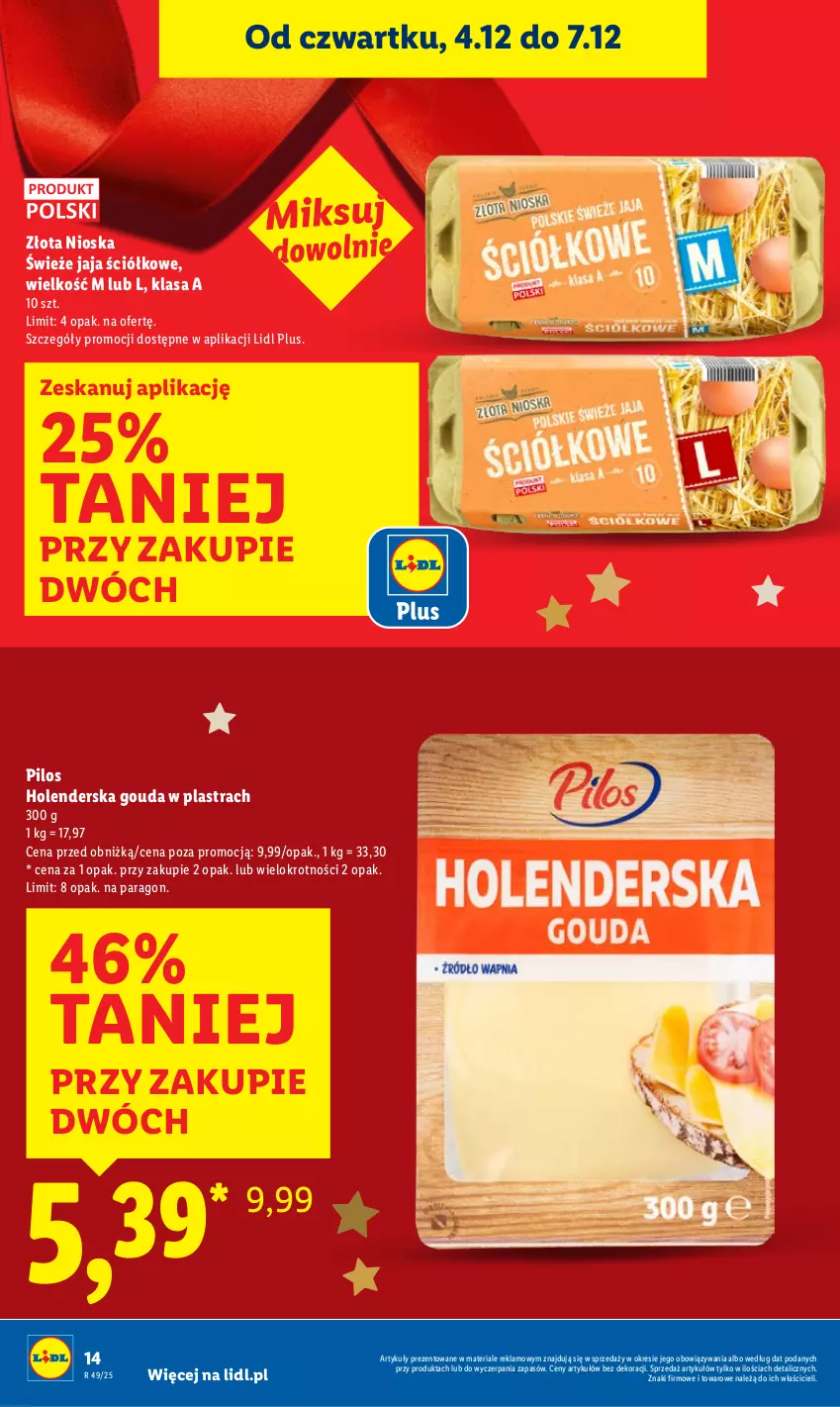 Gazetka promocyjna Lidl - GAZETKA - ważna 04.12 do 07.12.2025 - strona 14 - produkty: Gouda, Jaja, Pilos