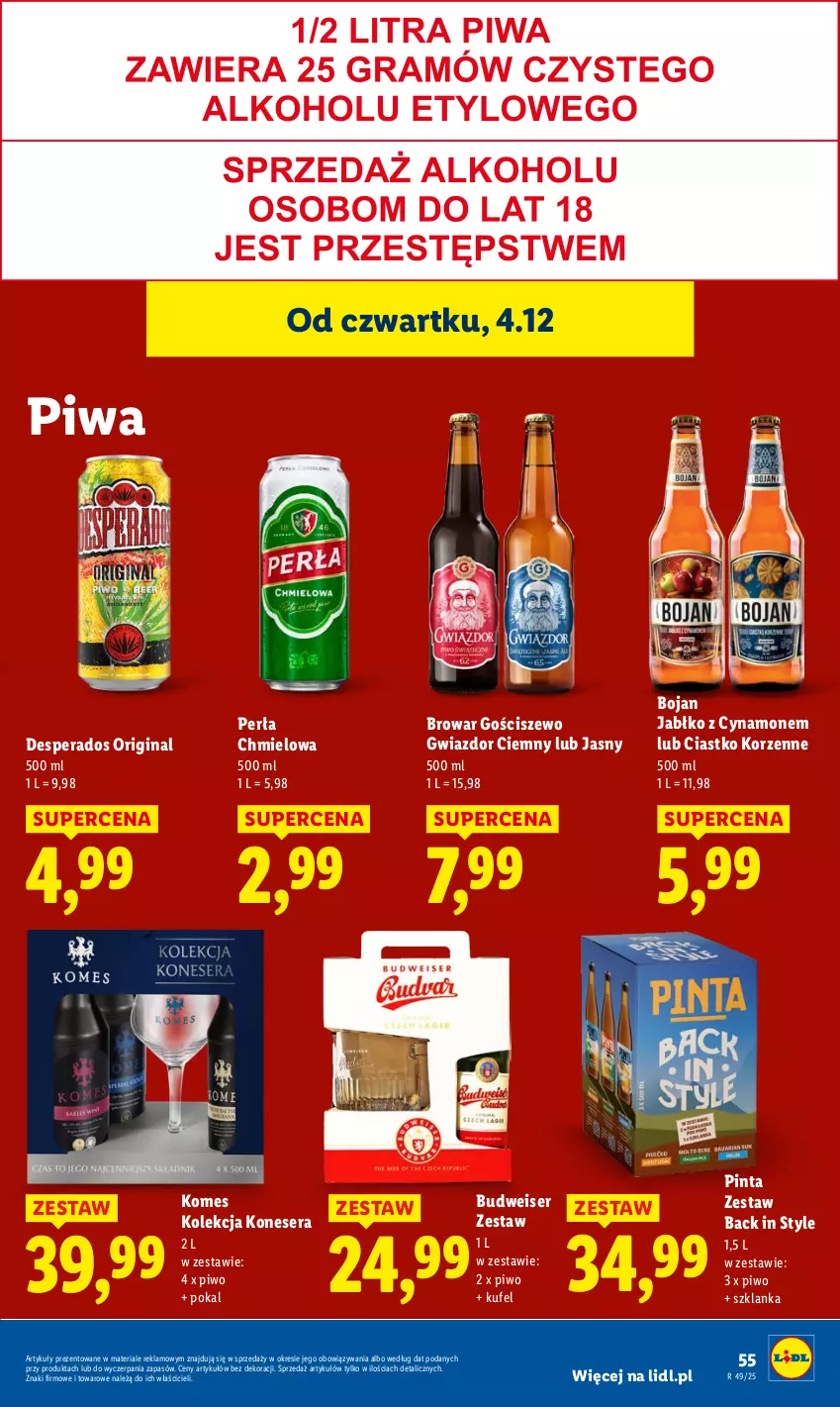 Gazetka promocyjna Lidl - GAZETKA - ważna 04.12 do 07.12.2025 - strona 57 - produkty: Desperados, Gin, Perła, Piwa, Piwo, Ser, Szklanka