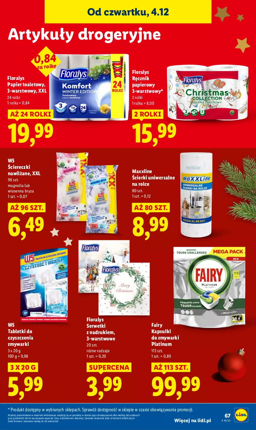 Gazetka promocyjna Lidl - GAZETKA - ważna 04.12 do 07.12.2025 - strona 69 - produkty: Bryza, Fa, Fairy, Flora, Papier, Papier toaletowy, Ręcznik, Rolki, Ser, Serwetki, Tablet, Zmywarki