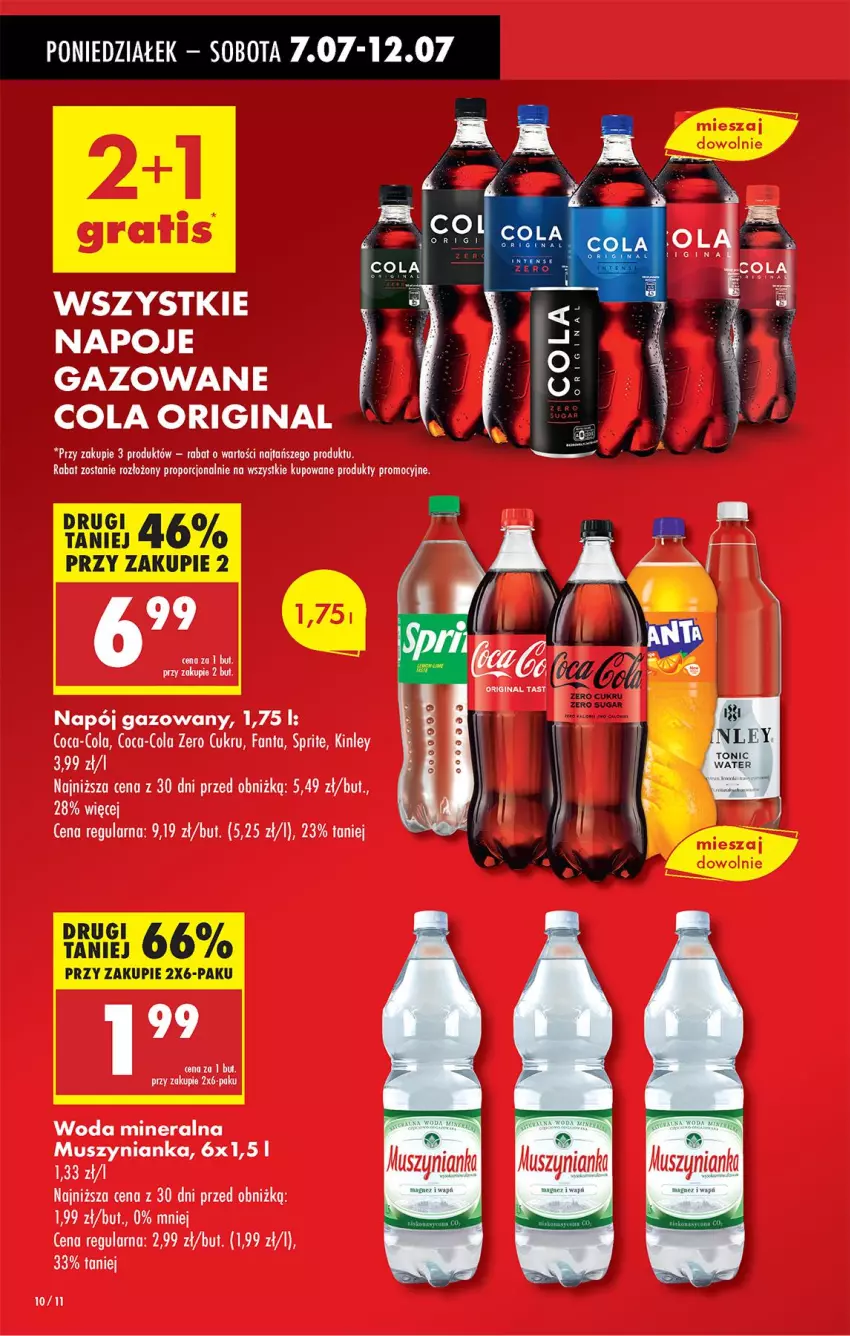 Gazetka promocyjna Biedronka - Od Poniedziałku - ważna 07.07 do 12.07.2025 - strona 10 - produkty: Coca-Cola, Fa, Fanta, Gin, Napój, Napój gazowany, Por, Sok, Sprite, Woda, Woda mineralna