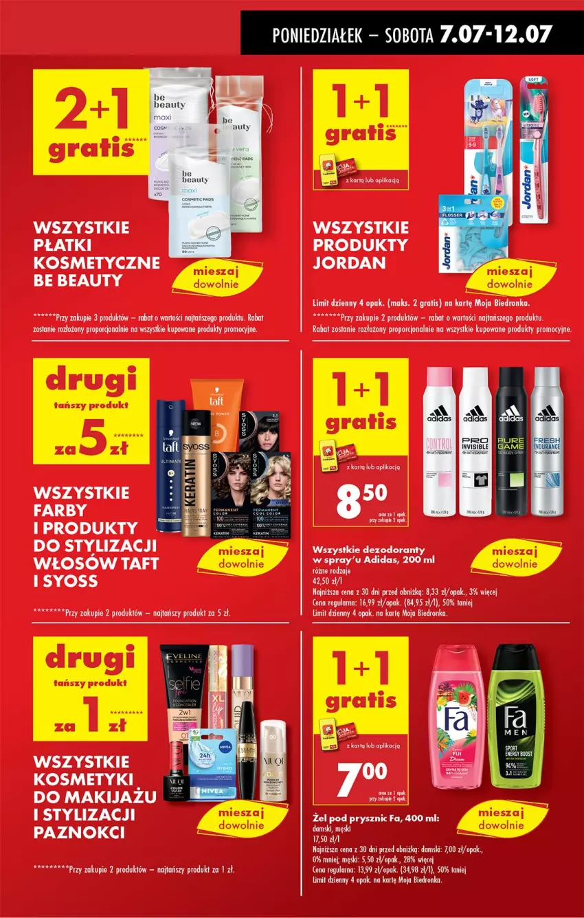 Gazetka promocyjna Biedronka - Od Poniedziałku - ważna 07.07 do 12.07.2025 - strona 13 - produkty: Adidas, Be Be, Dezodorant, Fa, Gra, Makijaż, Płatki kosmetyczne, Por, Syoss, Taft