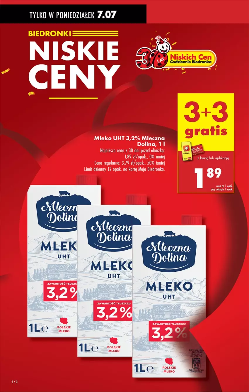 Gazetka promocyjna Biedronka - Od Poniedziałku - ważna 07.07 do 12.07.2025 - strona 2 - produkty: Mleko