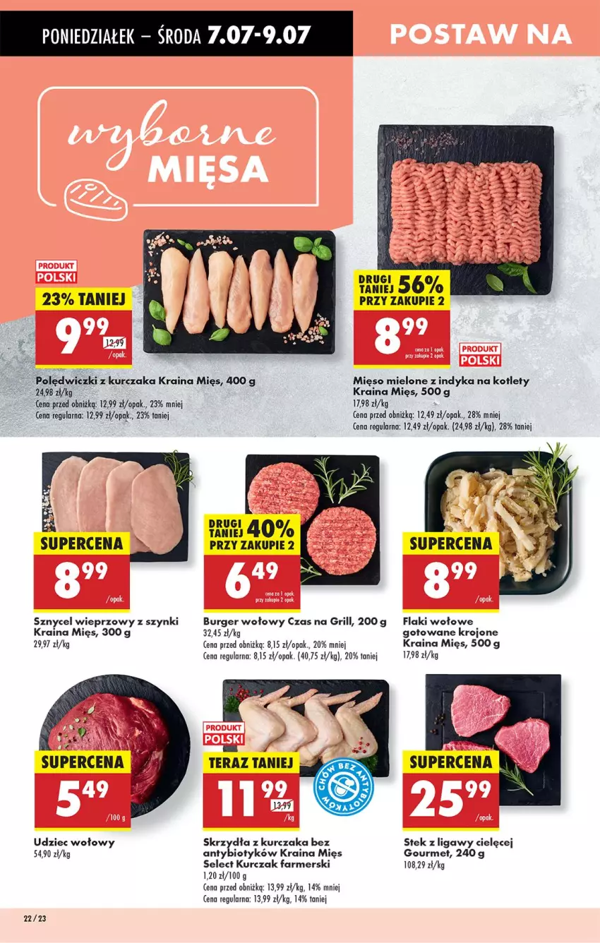 Gazetka promocyjna Biedronka - Od Poniedziałku - ważna 07.07 do 12.07.2025 - strona 30 - produkty: Burger, Fa, Flaki, Flaki wołowe, Grill, Kotlet, Kurczak, Mięso, Mięso mielone, Polędwiczki z kurczaka, Stek, Udziec wołowy