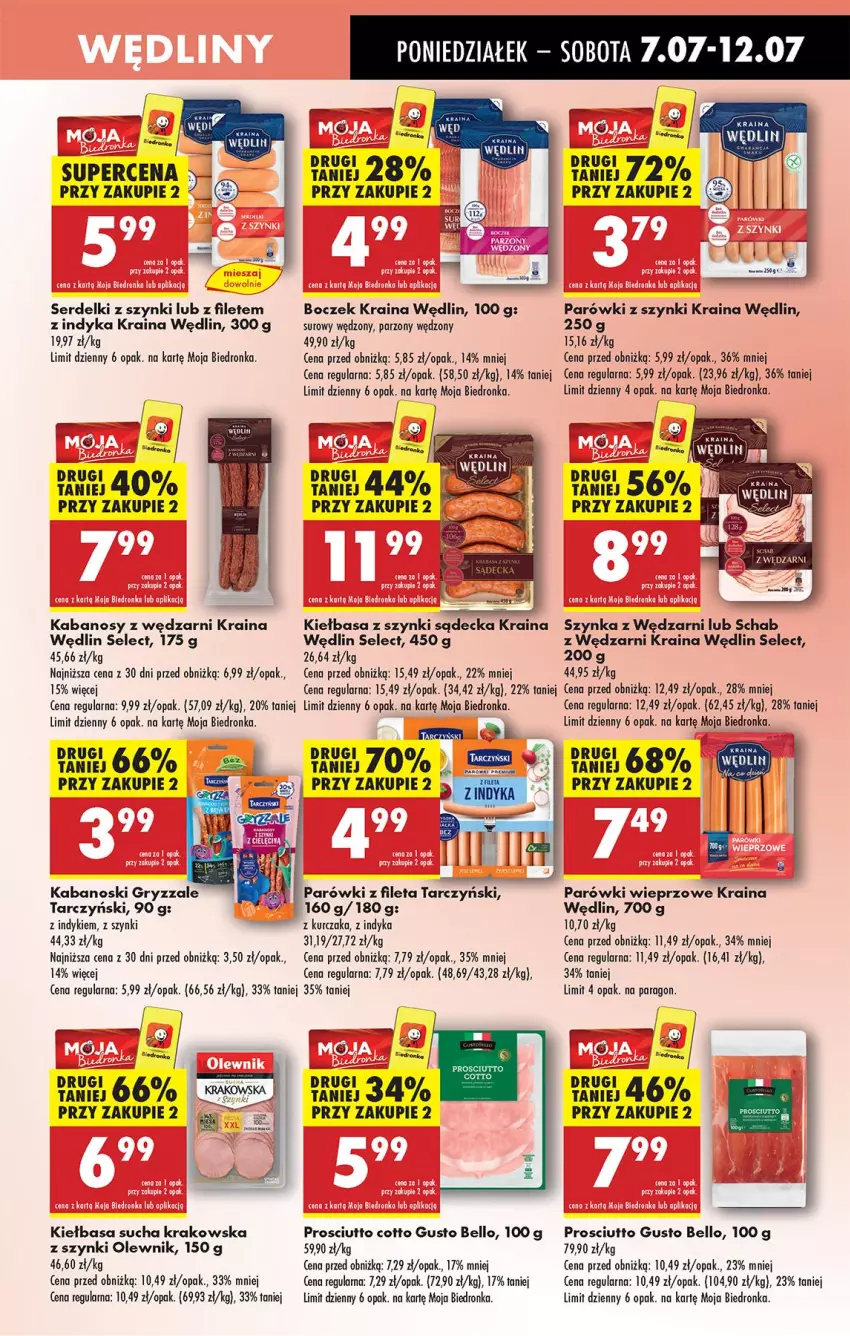 Gazetka promocyjna Biedronka - Od Poniedziałku - ważna 07.07 do 12.07.2025 - strona 37 - produkty: Bell, Boczek, Gry, Kabanos, Kiełbasa, Koc, Kurczak, Olewnik, Parówki, Parówki z szynki, Prosciutto, Ser, Serdelki, Szynka, Tarczyński