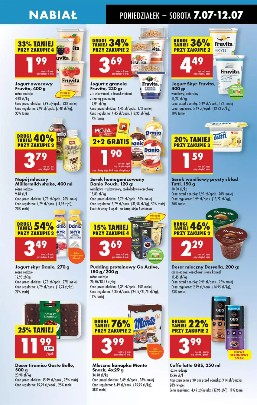 Gazetka promocyjna Biedronka - Od Poniedziałku - ważna 07.07 do 12.07.2025 - strona 39 - produkty: Bell, Danio, Deser, Deser mleczny, Fa, Gra, Jogurt, Jogurt owocowy, Mleczna kanapka, Monte, Olej, Parka, Por, Pudding, Ser, Serek, Serek homogenizowany