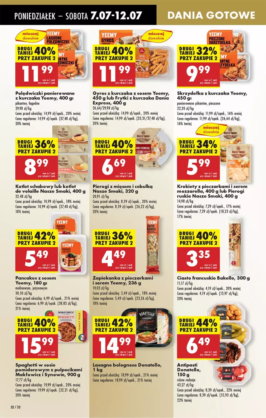 Gazetka promocyjna Biedronka - Od Poniedziałku - ważna 07.07 do 12.07.2025 - strona 44 - produkty: Ciasto francuskie, Fa, Frytki, Gyros, Kotlet, Krokiety, Kurczak, Lasagne, Lasagne bolognese, Mozzarella, Piec, Pieczarka, Pierogi, Polędwiczki panierowane, Ser, Skrzydełka z kurczaka, Sos, Spaghetti, Zapiekanka