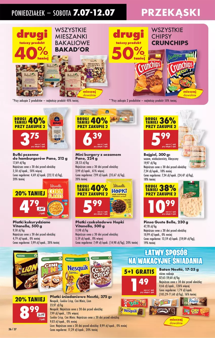 Gazetka promocyjna Biedronka - Od Poniedziałku - ważna 07.07 do 12.07.2025 - strona 48 - produkty: Baton, Bell, Burger, Chipsy, Cini Minis, Crunchips, Danio, Gra, Hamburger, LG, Lion, Nesquik, Sezam