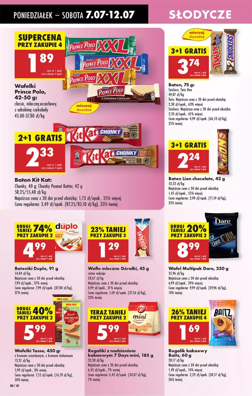 Gazetka promocyjna Biedronka - Od Poniedziałku - ważna 07.07 do 12.07.2025 - strona 54 - produkty: 7 Days, Baton, Góralki, Gra, Kakao, Kit Kat, Lion, Prince Polo, Rogal, Tera, Tonik, Twix, Wafle