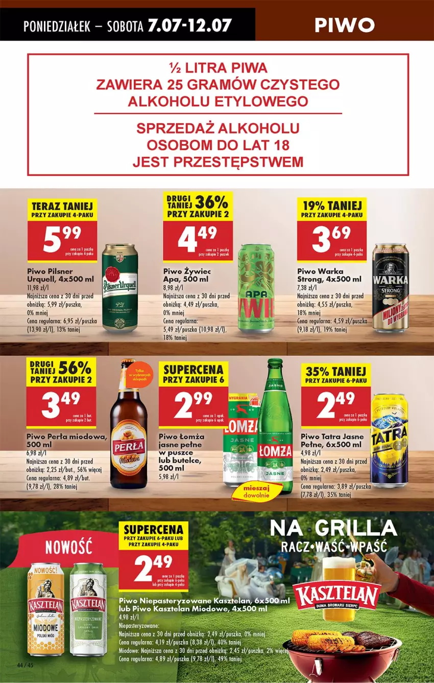 Gazetka promocyjna Biedronka - Od Poniedziałku - ważna 07.07 do 12.07.2025 - strona 60 - produkty: Kasztelan, Miód, Perła, Pilsner Urquell, Piwo, Tatra, Tera, Warka