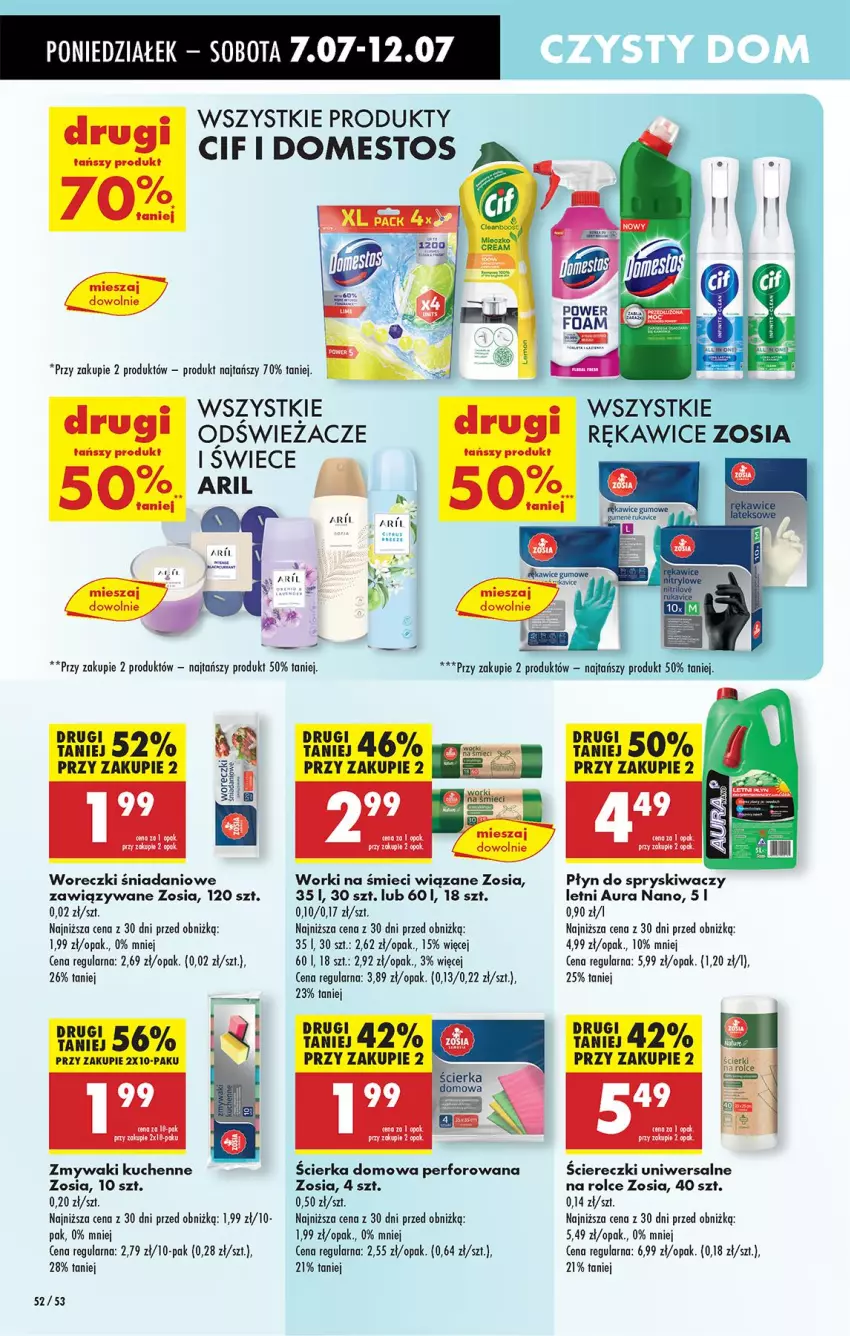 Gazetka promocyjna Biedronka - Od Poniedziałku - ważna 07.07 do 12.07.2025 - strona 68 - produkty: Cif, Danio, Domestos, Płyn do spryskiwaczy, Rękawice, Worki na śmiec, Worki na śmieci, Zmywaki kuchenne