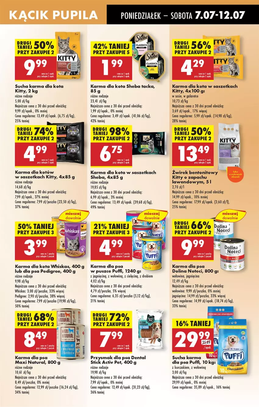 Gazetka promocyjna Biedronka - Od Poniedziałku - ważna 07.07 do 12.07.2025 - strona 71 - produkty: Gala, Kurczak, Leon, Pedigree, Puf, Sheba, Sos, Sucha karma, Whiskas, Wołowina