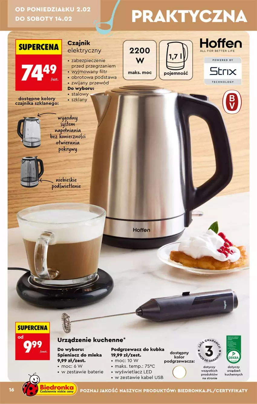 Gazetka promocyjna Biedronka - Okazje Tygodnia - ważna 31.01 do 14.02.2026 - strona 16 - produkty: Czajnik, Kabel USB, Piec, Przewód, Zegar
