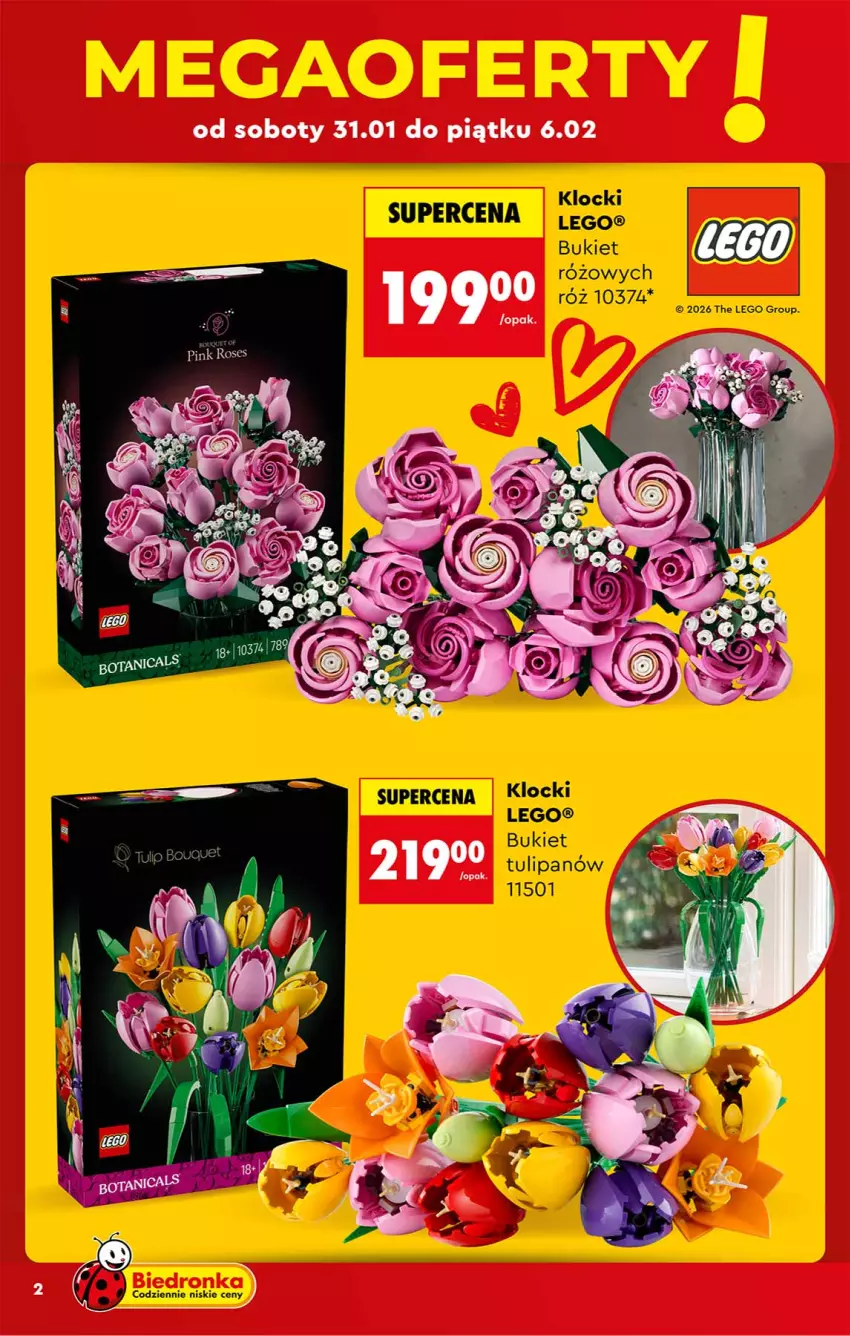 Gazetka promocyjna Biedronka - Okazje Tygodnia - ważna 31.01 do 14.02.2026 - strona 2 - produkty: Bukiet, Klocki, LEGO, Tulipan
