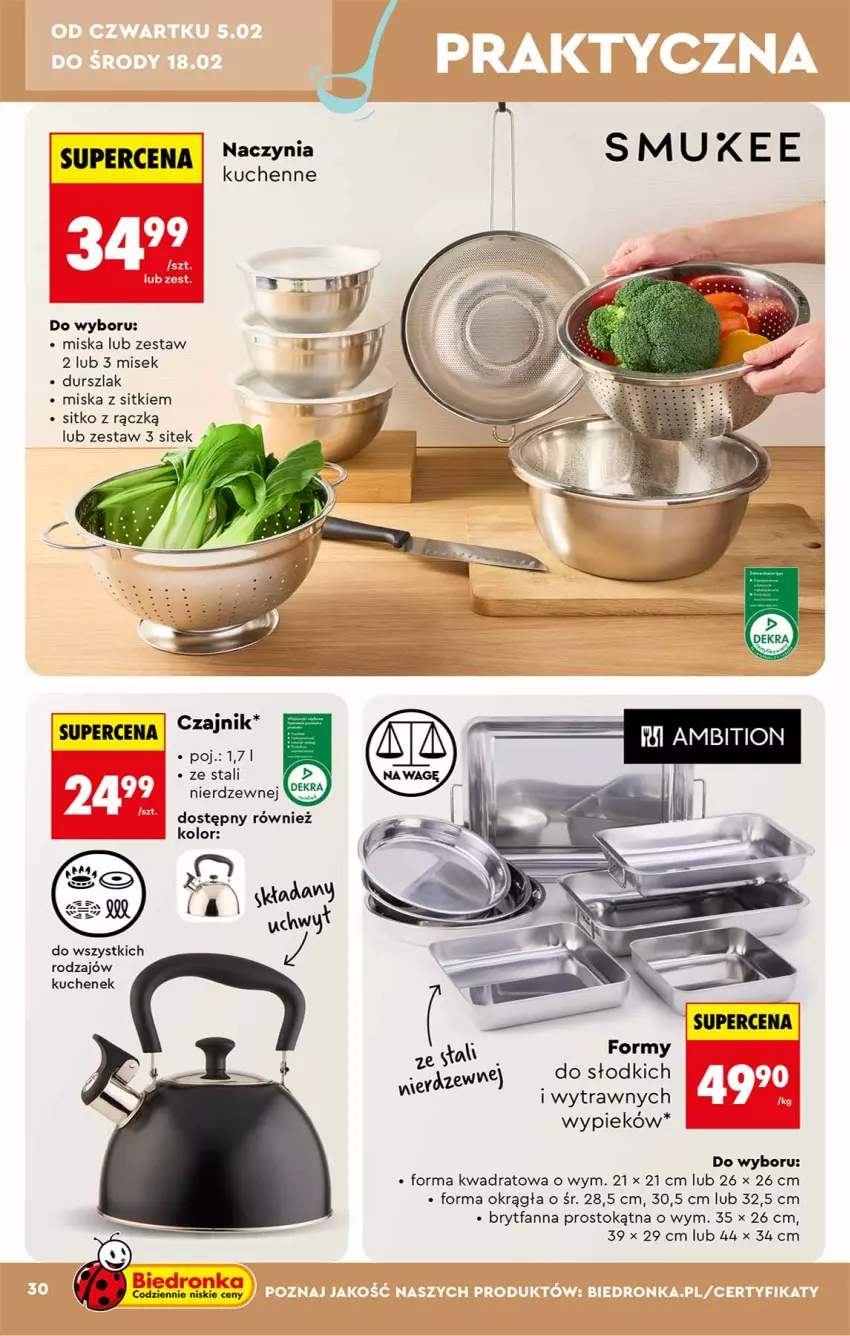 Gazetka promocyjna Biedronka - Okazje Tygodnia - ważna 31.01 do 14.02.2026 - strona 30 - produkty: Durszlak, Fa, Miska, Sitko