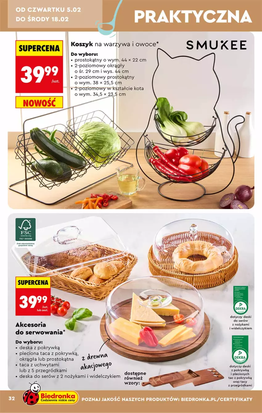 Gazetka promocyjna Biedronka - Okazje Tygodnia - ważna 31.01 do 14.02.2026 - strona 32 - produkty: Kosz, Noż, Owoce, Rama, Ser, Taca, Warzywa, Warzywa i owoce