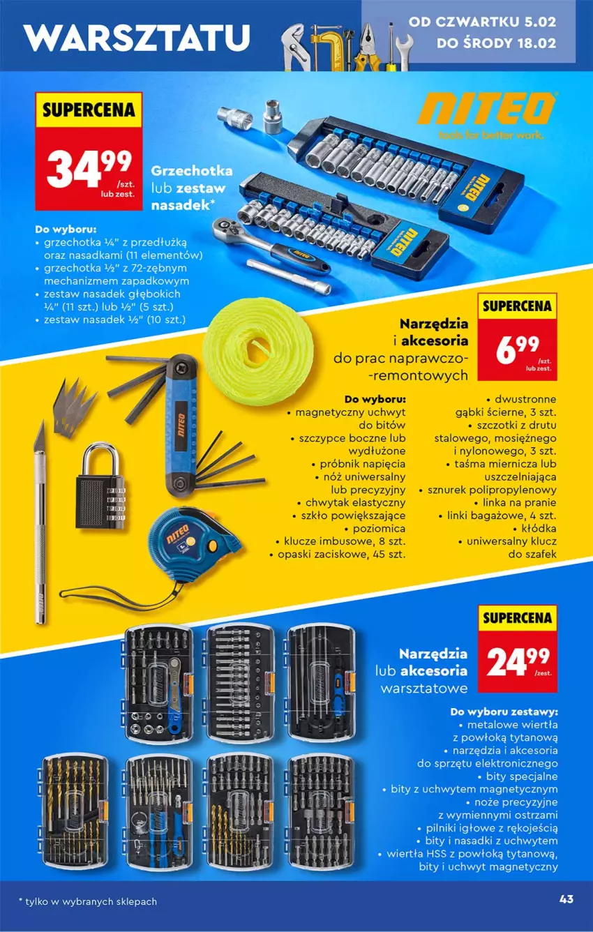 Gazetka promocyjna Biedronka - Okazje Tygodnia - ważna 31.01 do 14.02.2026 - strona 43 - produkty: Inka, Kłódka, Nóż uniwersalny, Pilnik, Poziomica, Szczypce, Szkło powiększające, Sznurek, Tytan