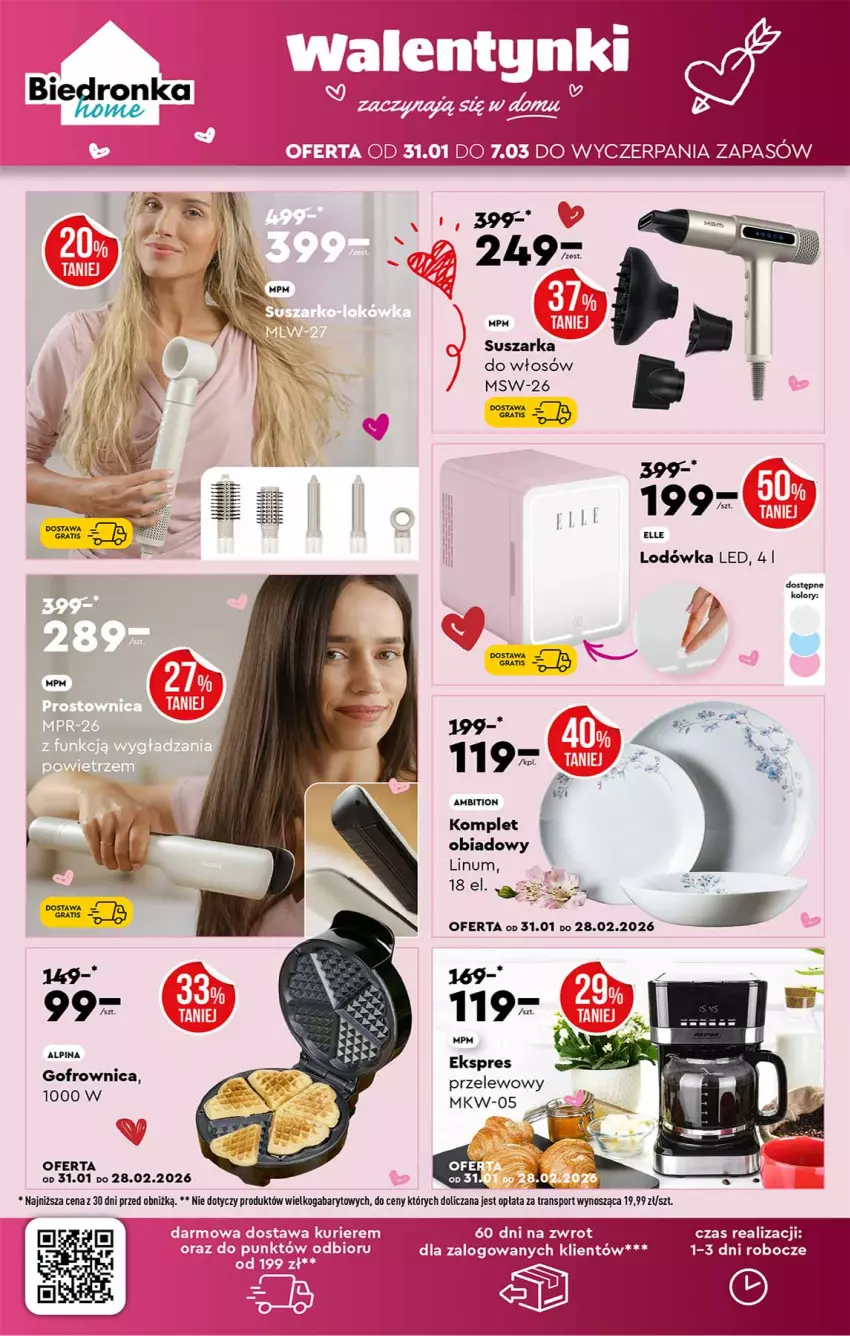 Gazetka promocyjna Biedronka - Okazje Tygodnia - ważna 31.01 do 14.02.2026 - strona 46 - produkty: Alpina, Ambition, Gofrownica, Gra, Komplet obiadowy, Lodówka, Por, Sport, Suszarka, Tran