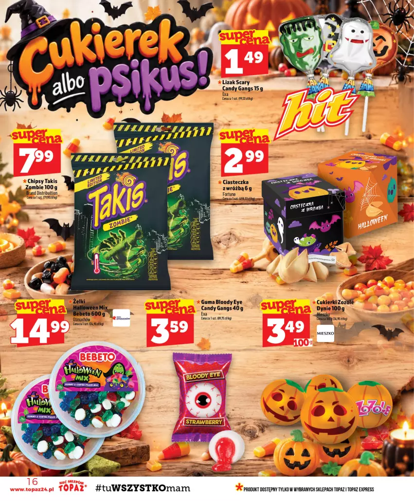 Gazetka promocyjna Topaz - Gazetka - ważna 22.10 do 28.10.2026 - strona 16 - produkty: Candy, Chipsy, Cukier, Cukierki, Top