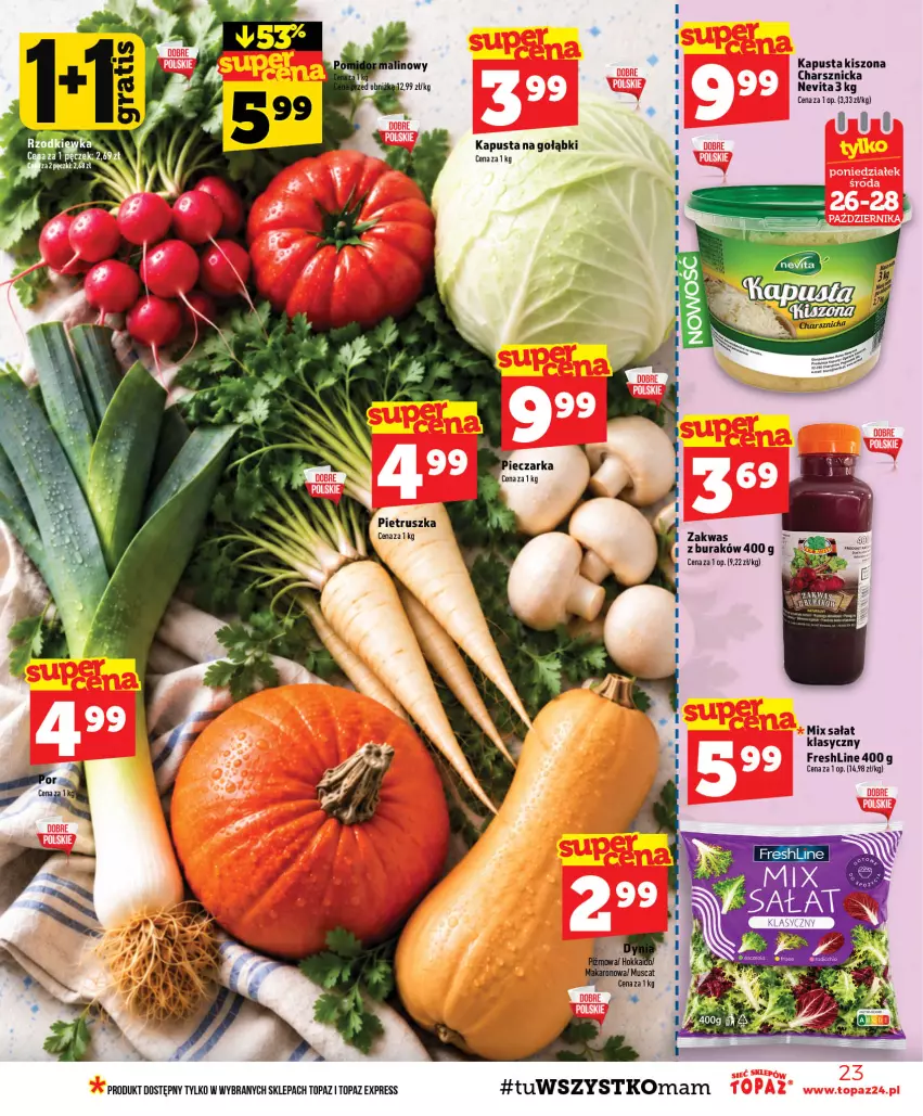 Gazetka promocyjna Topaz - Gazetka - ważna 22.10 do 28.10.2026 - strona 23 - produkty: Mus, Piec, Pieczarka, Pietruszka, Sałat, Top