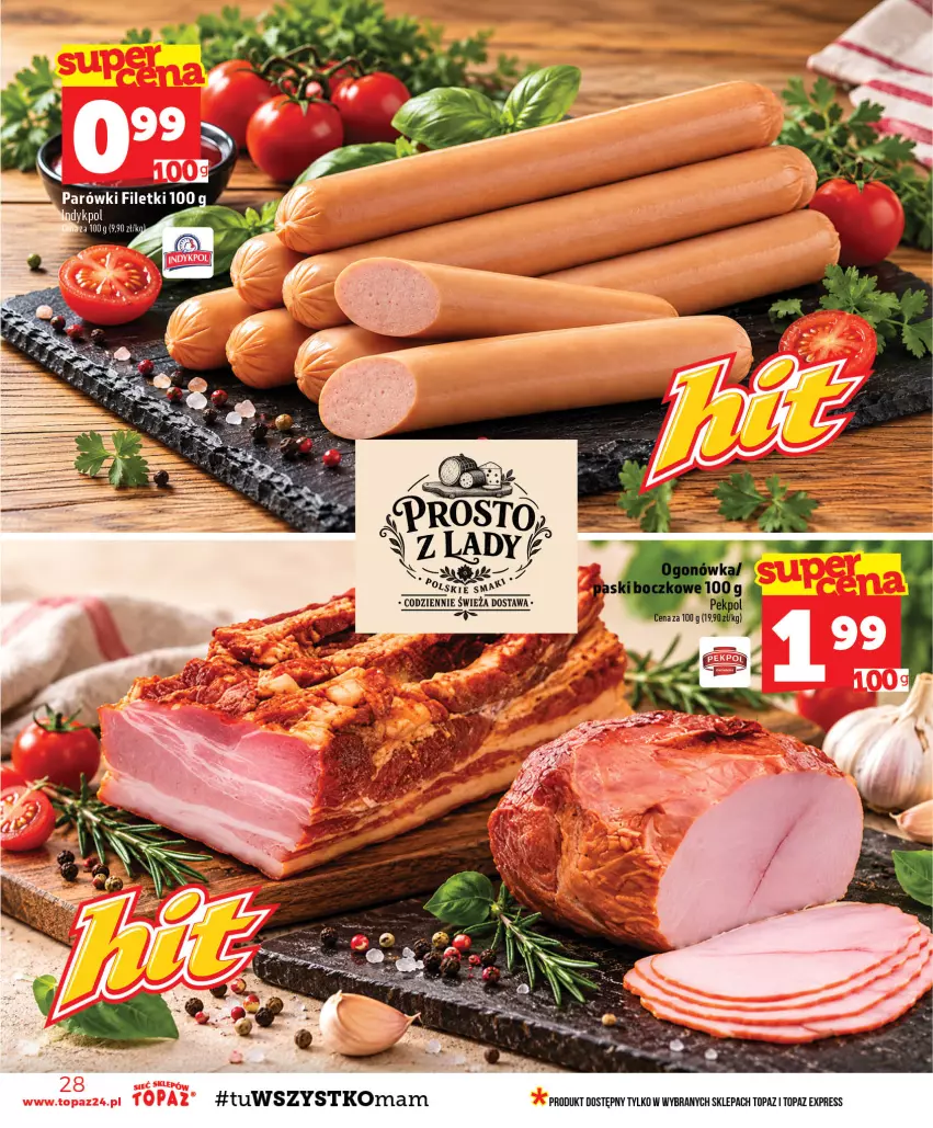 Gazetka promocyjna Topaz - Gazetka - ważna 22.10 do 28.10.2026 - strona 28 - produkty: Parówki, Top