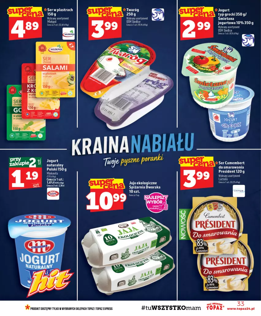 Gazetka promocyjna Topaz - Gazetka - ważna 22.10 do 28.10.2026 - strona 33 - produkty: Jogurt, Mleko, Mlekovita, Ser, Twaróg