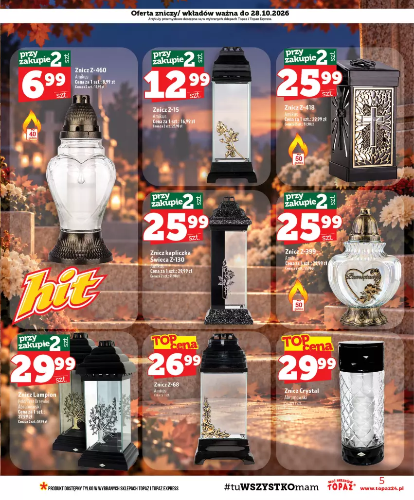 Gazetka promocyjna Topaz - Gazetka - ważna 22.10 do 28.10.2026 - strona 5 - produkty: Por, Top, Znicz