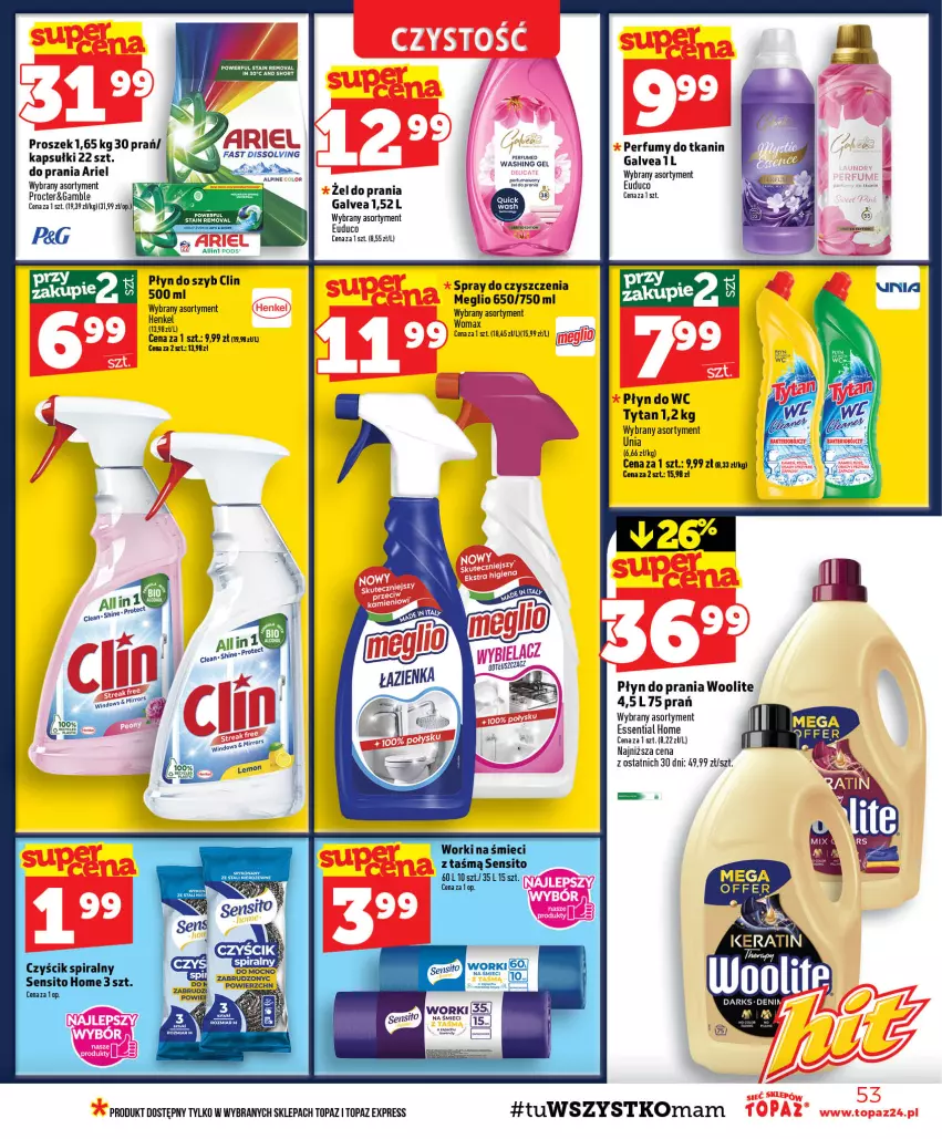 Gazetka promocyjna Topaz - Gazetka - ważna 22.10 do 28.10.2026 - strona 53 - produkty: Clin, Fa, Perfum, Płyn do prania, Płyn do wc, Top, Tytan, Woolite