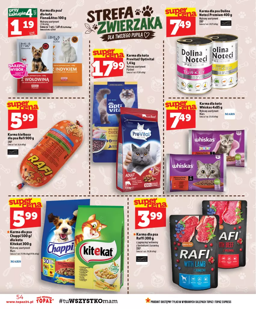 Gazetka promocyjna Topaz - Gazetka - ważna 22.10 do 28.10.2026 - strona 54 - produkty: Borówka, Fa, Kiełbasa, Mars, Top, Whiskas