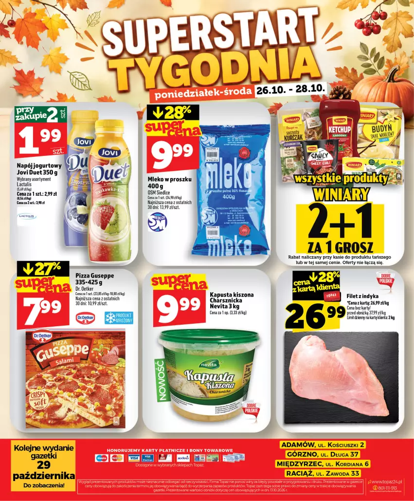 Gazetka promocyjna Topaz - Gazetka - ważna 22.10 do 28.10.2026 - strona 58 - produkty: Dr. Oetker, Jogurt, Mleko, Mleko w proszku, Napój, Napój jogurtowy, Olej, Pizza, Woda