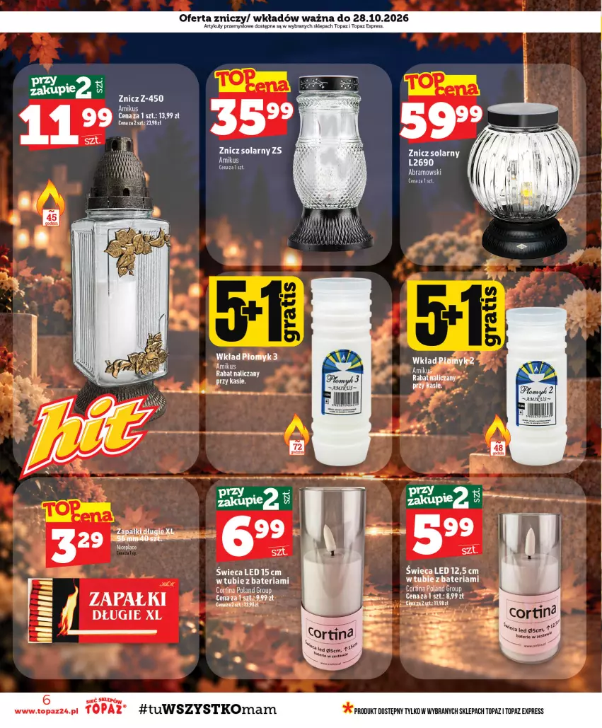 Gazetka promocyjna Topaz - Gazetka - ważna 22.10 do 28.10.2026 - strona 6 - produkty: Bateria, Top, Znicz