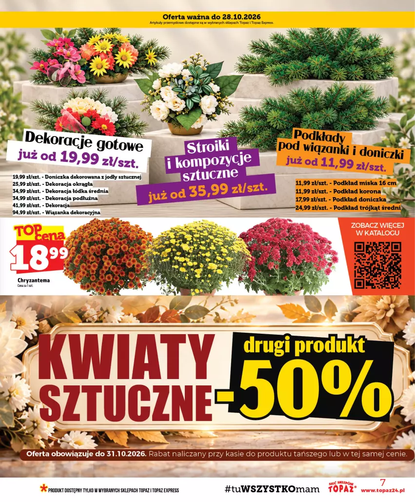 Gazetka promocyjna Topaz - Gazetka - ważna 22.10 do 28.10.2026 - strona 7 - produkty: Chryzantema, Miska, Podkład, Top