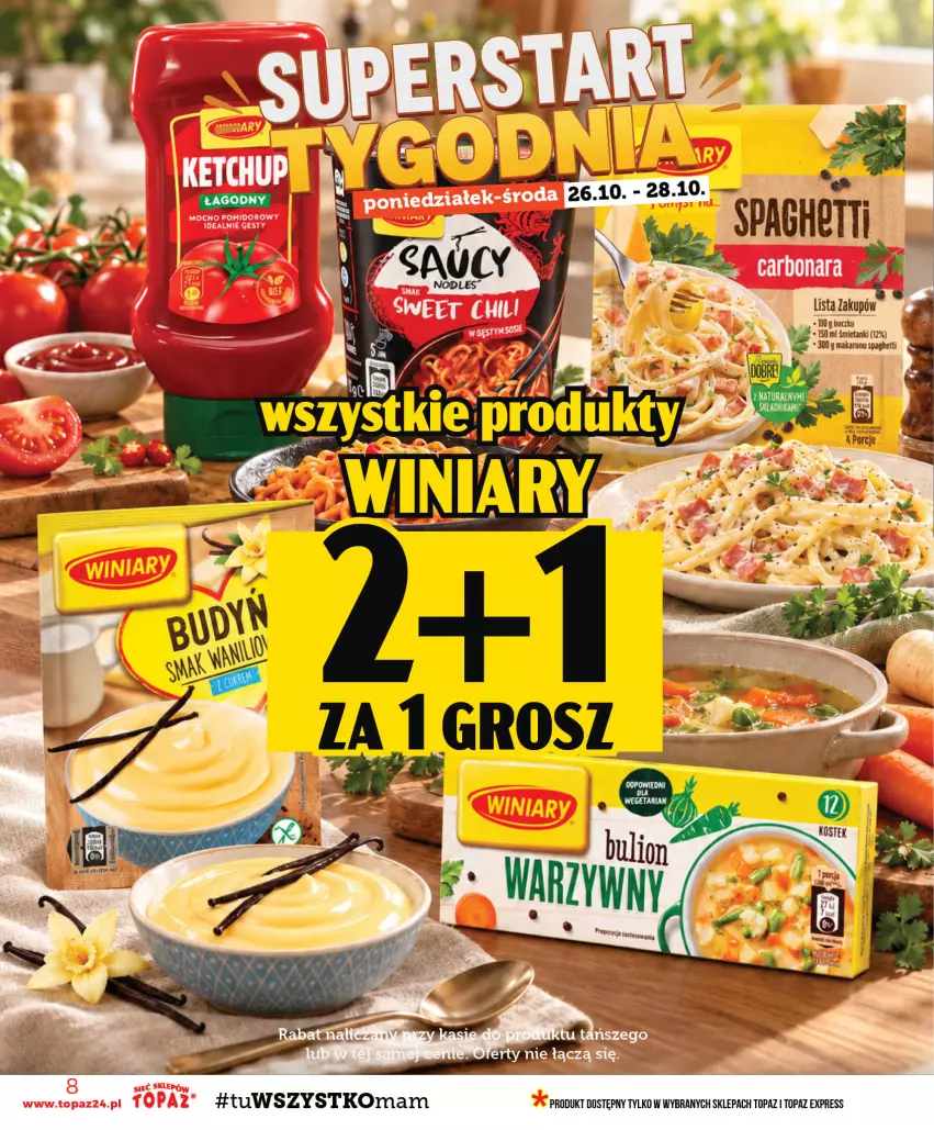 Gazetka promocyjna Topaz - Gazetka - ważna 22.10 do 28.10.2026 - strona 8 - produkty: Makaron, Spaghetti, Top, Winiary