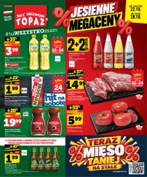 Gazetka promocyjna Topaz - Gazetka - Gazetka - ważna od 28.10 do 28.10.2026 - strona 1 - produkty: Piwa, Piwo, Kawa rozpuszczalna, Gra, Karkówka wieprzowa, Kawa, Hellena, Olej rzepakowy, Waga, Napój, Olej, Pomidor malinowy, Mleko