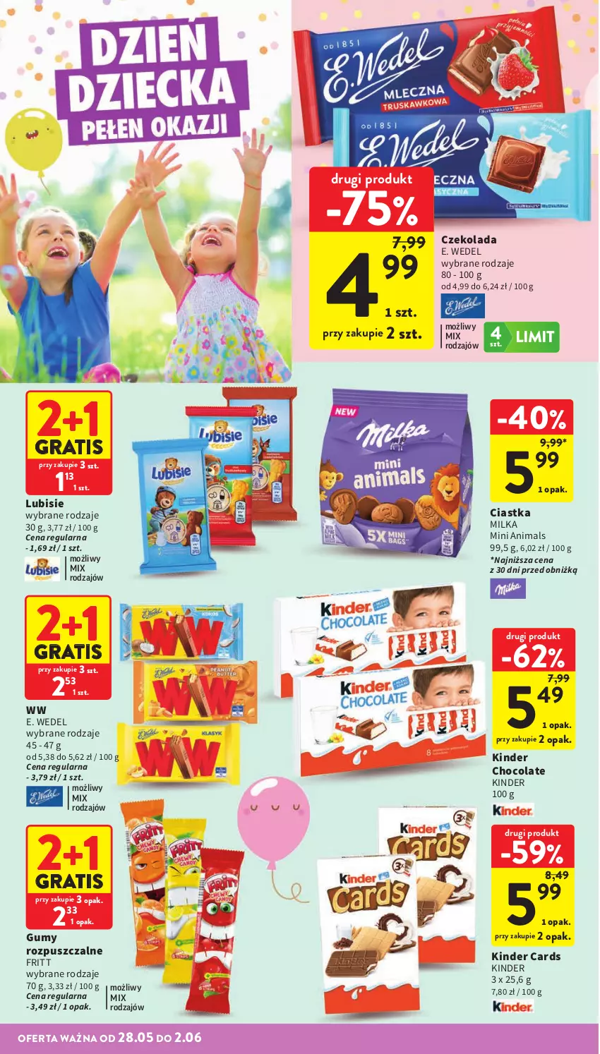 Gazetka promocyjna Intermarche - Gazetka promocyjna - ważna 28.05 do 02.06.2026 - strona 2 - produkty: Ciastka, Czekolada, E. Wedel, Gra, Kinder, Lubisie, Milka