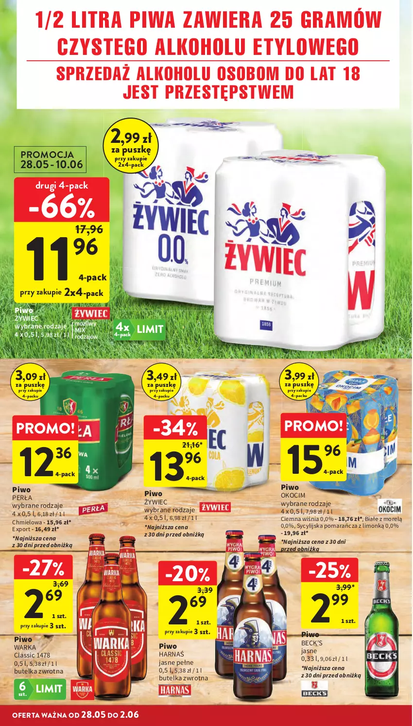 Gazetka promocyjna Intermarche - Gazetka promocyjna - ważna 28.05 do 02.06.2026 - strona 20 - produkty: Gra, Harnaś, Koc, Okocim, Perła, Piwa, Piwo, Por, Warka