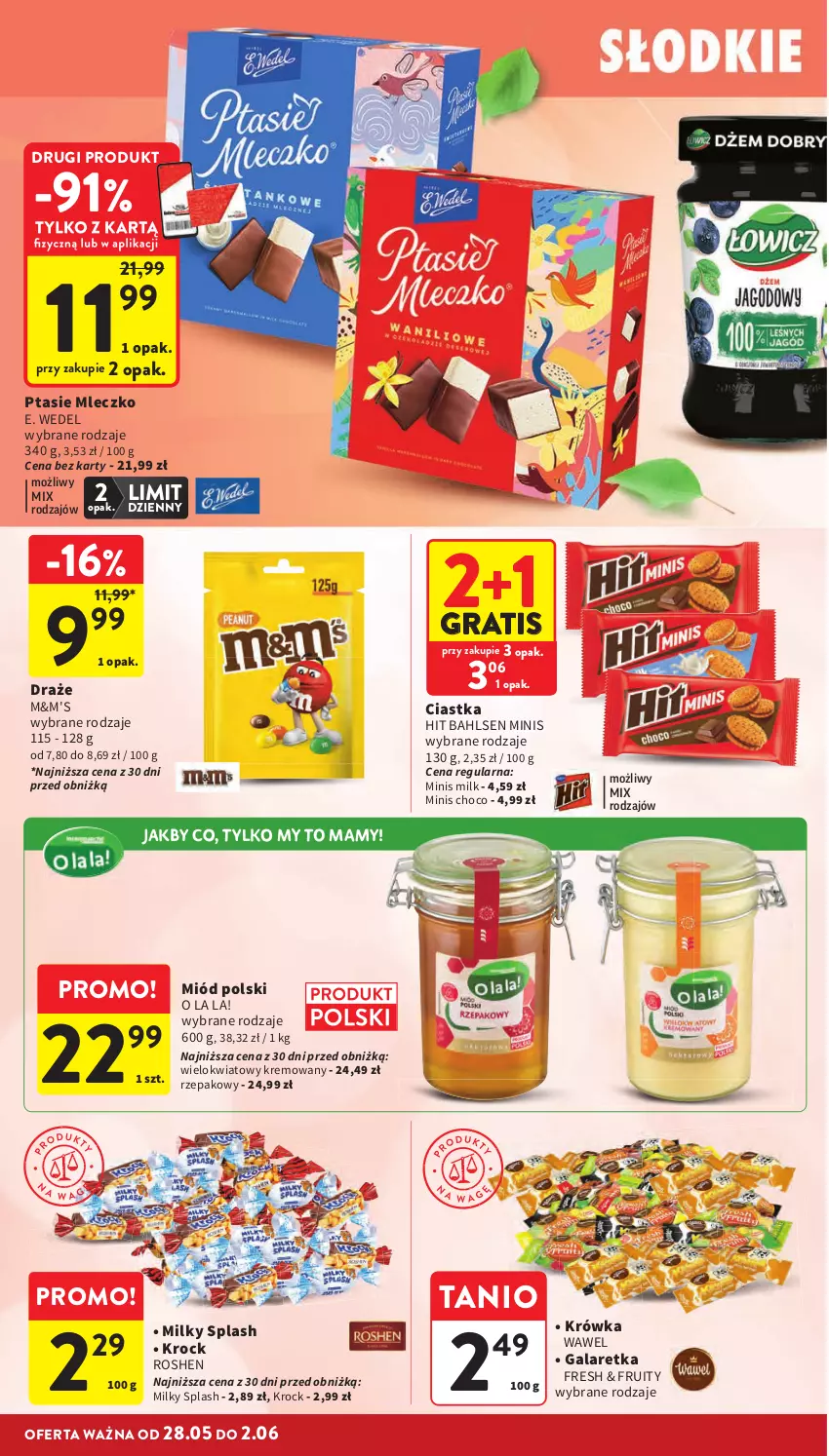 Gazetka promocyjna Intermarche - Gazetka promocyjna - ważna 28.05 do 02.06.2026 - strona 38 - produkty: Ciastka, E. Wedel, Gala, Galaretka, Gra, Miód, Mleczko, Ptasie mleczko, Wawel
