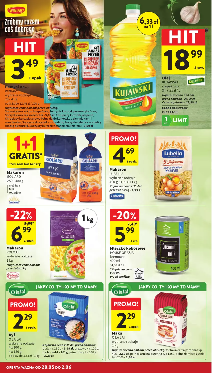 Gazetka promocyjna Intermarche - Gazetka promocyjna - ważna 28.05 do 02.06.2026 - strona 40 - produkty: Bell, Bella, Goliard, Gra, House of Asia, Kokos, Kujawski, Kurczak, Lubella, Mąka, Makaron, Mleczko, Olej, Olma, Ryż, Ser, Winiary