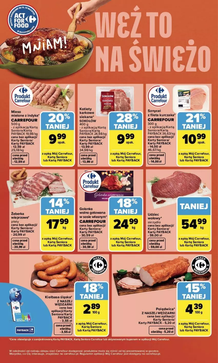 Gazetka promocyjna Carrefour - Gazetka Weź to na świeżo - ważna 20.04 do 26.04.2026 - strona 3 - produkty: Fa, Kiełbasa, Kiełbasa śląska, Kotlet, Kurczak, Polędwica, Por, Sok, Sokołów, Sos