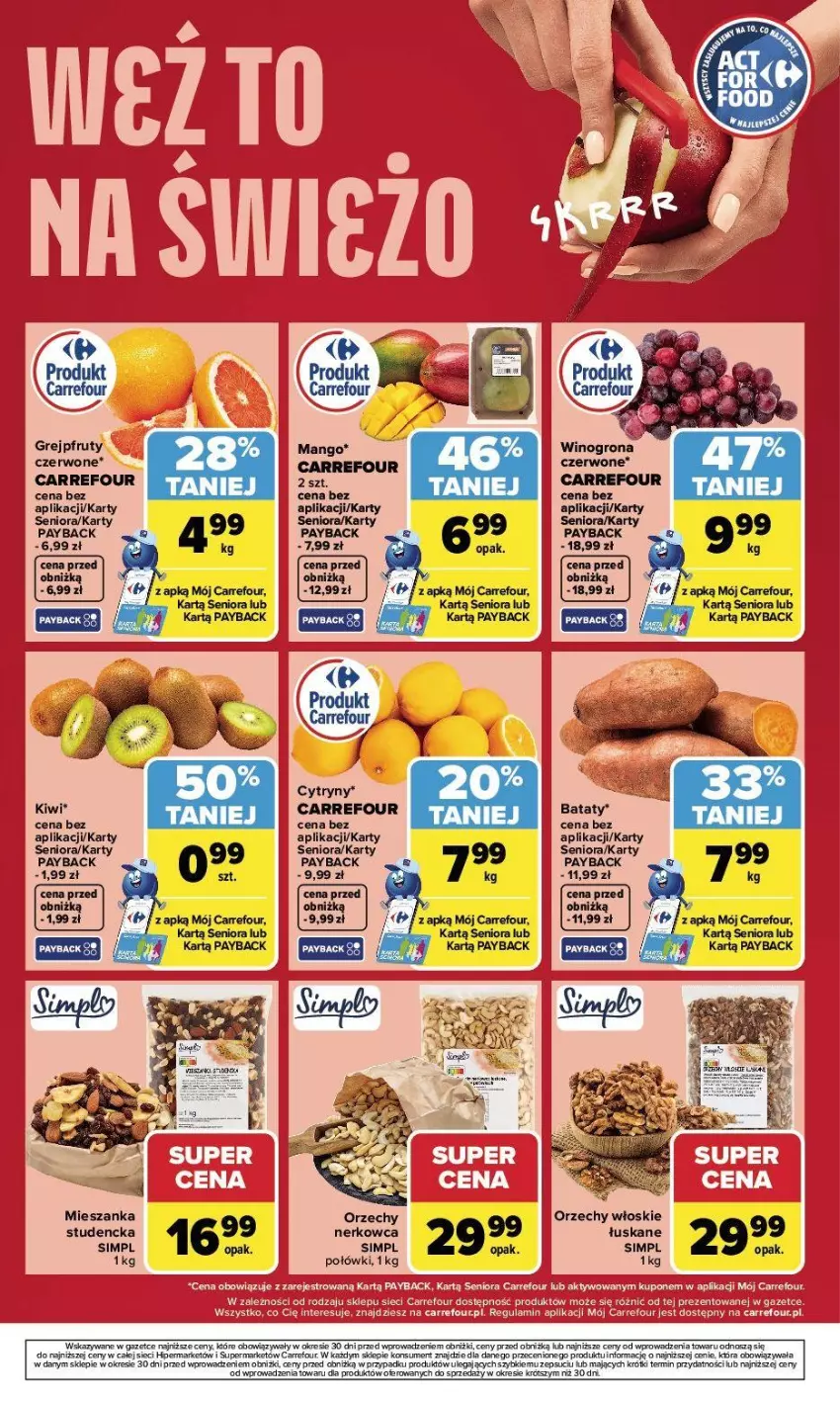 Gazetka promocyjna Carrefour - Gazetka Weź to na świeżo - ważna 20.04 do 26.04.2026 - strona 6 - produkty: Cytryny, Grejpfrut, Kiwi, Mango, Mieszanka studencka, Orzechy włoskie, Wino, Winogrona