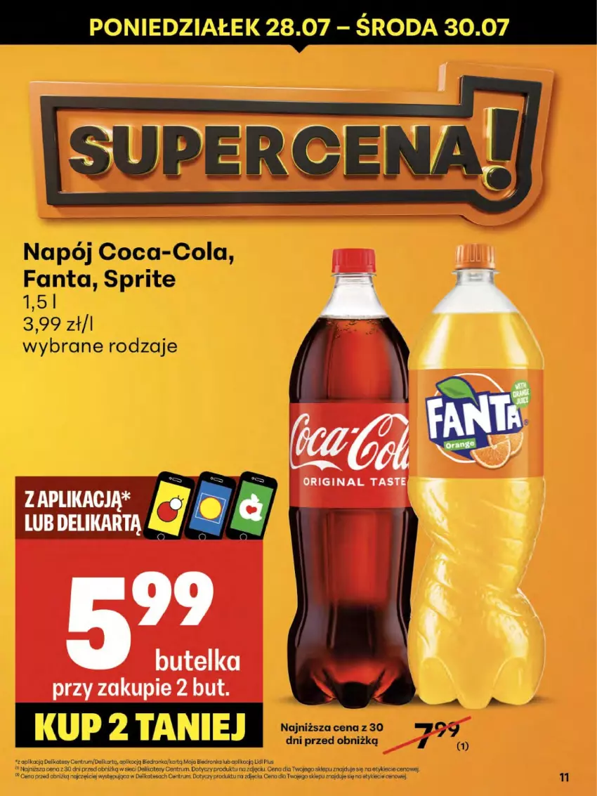Gazetka promocyjna Delikatesy Centrum - Franczyza DC30 Czwartek - ważna 24.07 do 30.07.2025 - strona 11 - produkty: Coca-Cola, Fa, Fanta, Napój, Sprite