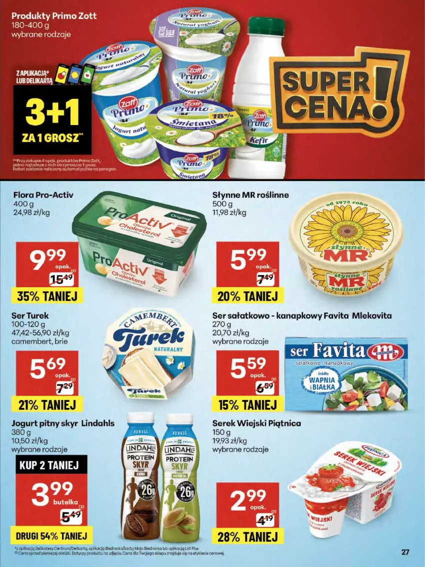 Gazetka promocyjna Delikatesy Centrum - Franczyza DC30 Czwartek - ważna 24.07 do 30.07.2025 - strona 27 - produkty: Brie, Camembert, Fa, Favita, Flora, Jogurt, Jogurt pitny, Mleko, Mlekovita, Piątnica, Sałat, Ser, Serek, Serek wiejski, Słynne, Słynne MR Roślinne