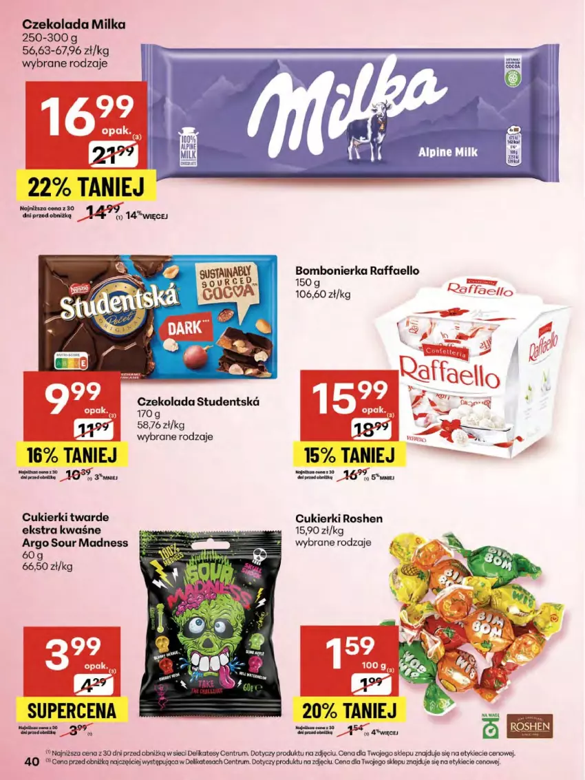 Gazetka promocyjna Delikatesy Centrum - Franczyza DC30 Czwartek - ważna 24.07 do 30.07.2025 - strona 40 - produkty: Cukier, Cukierki, Czekolada, Fa, Milka, Raffaello, Rum
