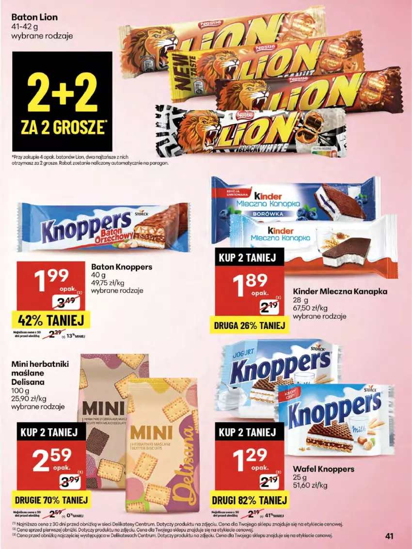 Gazetka promocyjna Delikatesy Centrum - Franczyza DC30 Czwartek - ważna 24.07 do 30.07.2025 - strona 41 - produkty: Baton, Herbatniki, Isana, Kinder, Knoppers, Lion, Miecz, Mleczna kanapka, Rum
